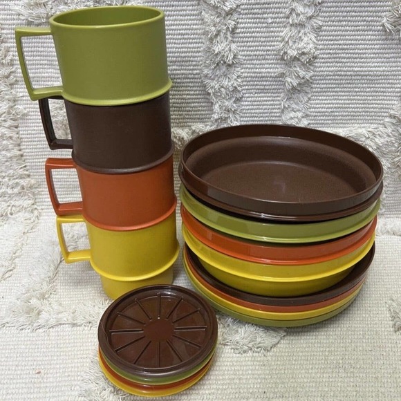 Tupperware | Dining | Vintage 6 Tupperware Stackable Mugs Harvest Color ...